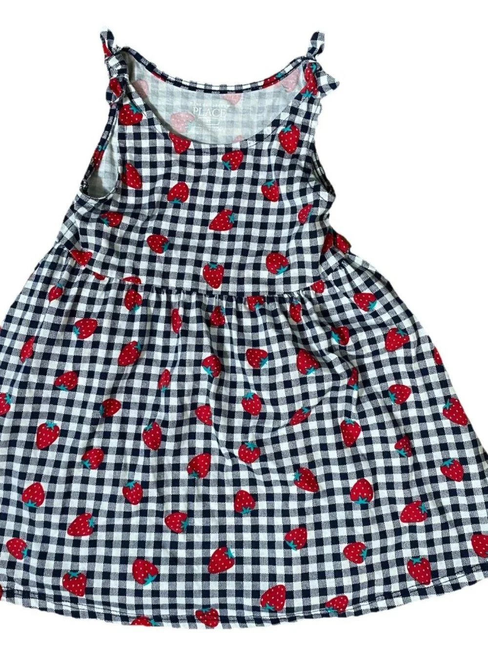 The Children’s Place 3T Toddler Girl Strawberry Gingham Sundress Summer Dress